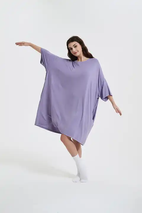 Nattkjole for Damer – Myk Bambus Pyjamas med Lange Ermer – Oversized - Image 3